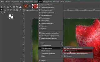 Gimp как убрать выделение