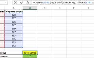 Как построить доверительный интервал в excel