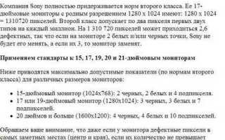 Сколько допускается битых пикселей в мониторе