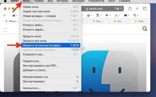 Как закрыть все вкладки в сафари