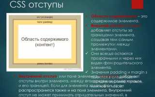 Как сделать отступ в css