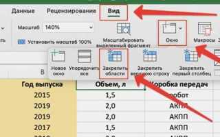 Как закрепить строку в excel при печати