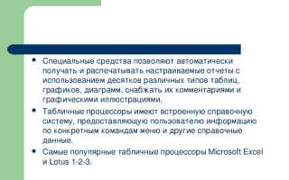 Какие типы диаграмм позволяют строить табличные процессоры