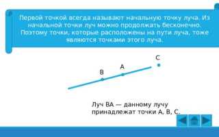 Какие точки лежат на луче