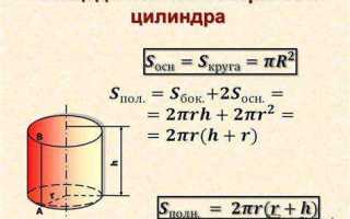 Как найти площадь сечения цилиндра