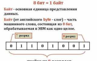 Как биты перевести в байты