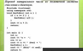 Как вывести число в двоичном виде cи