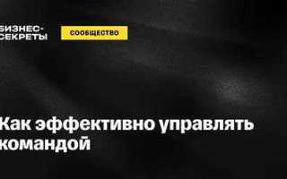 Как эффективно управлять командой