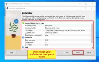 Как установить archlinux на virtualbox