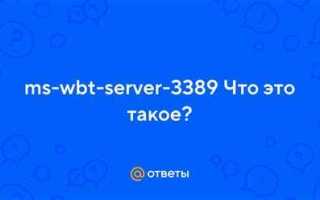 Ms wbt server что это