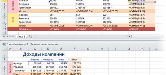 Как показать формулы в ячейках excel