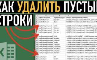 Как сделать пустую строку в excel
