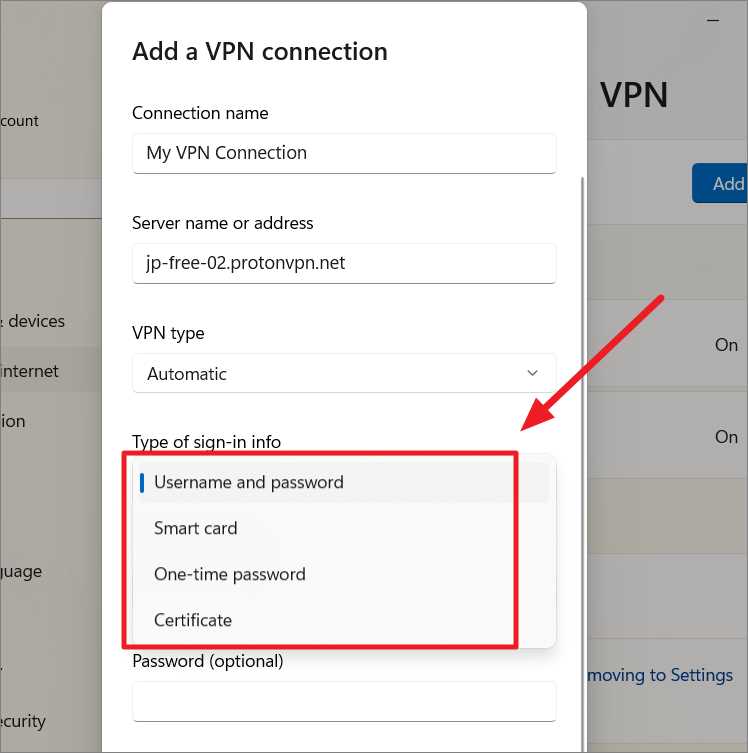 Создание нового VPN-подключения через параметры сети Windows 10