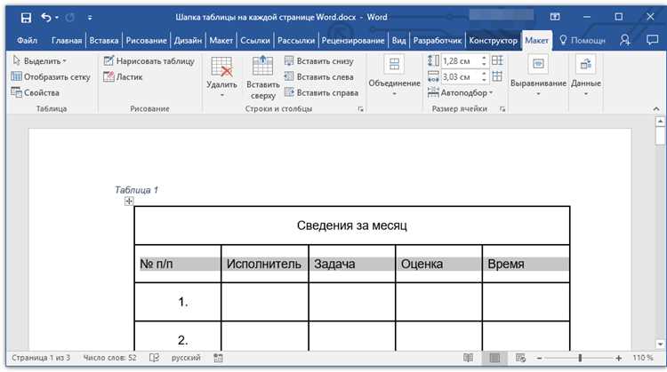 Как зафиксировать шапку таблицы в word Как зафиксировать шапку таблицы в word