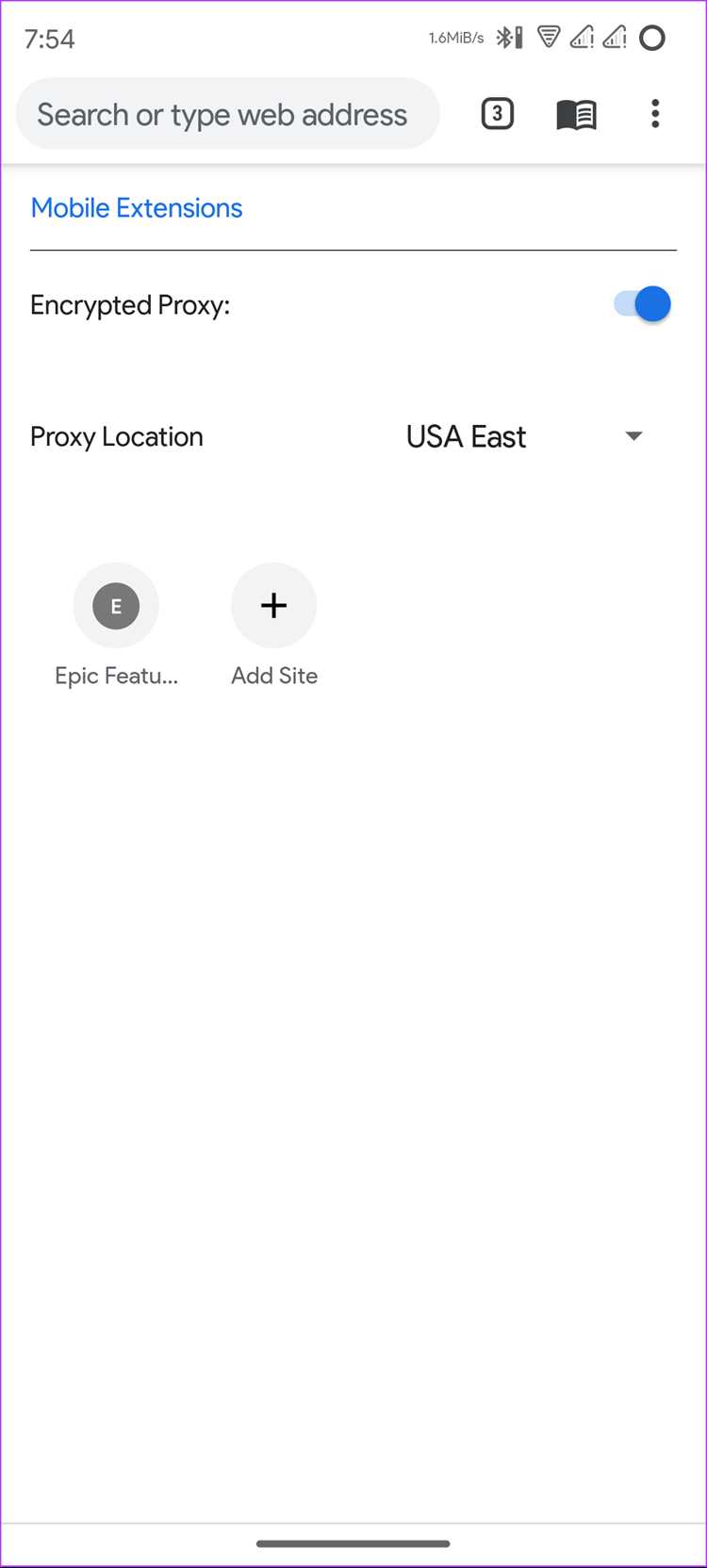 Проверка встроенного VPN в настройках Epic