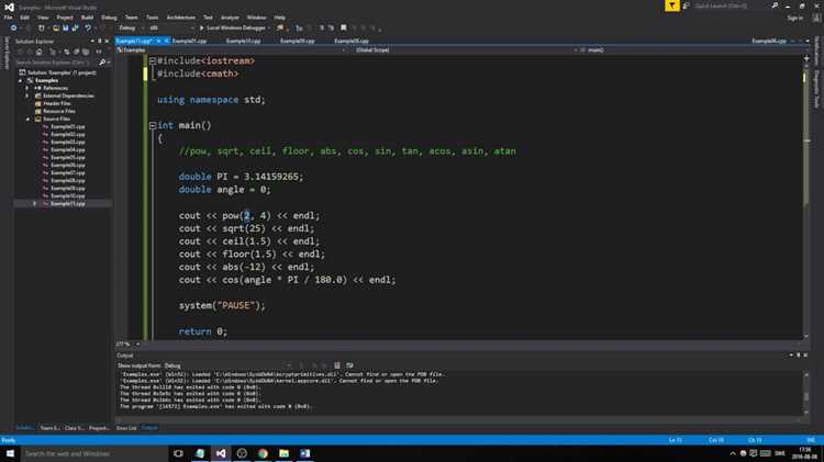 Основные математические функции, доступные через библиотеку cmath