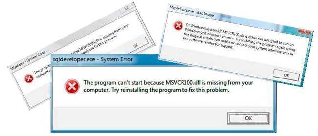 Исправление ошибок Msvcr100.dll при запуске игр и программ