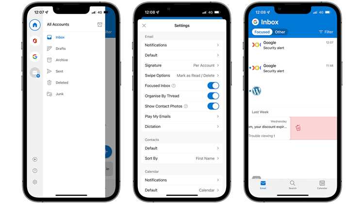 Настройки уведомлений в Outlook для iOS