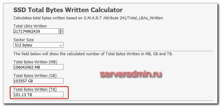 Как узнать значение Total LBAs Written на своем диске