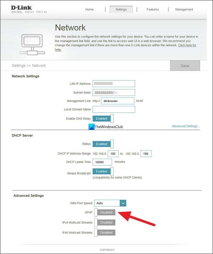 Настройка автоматического открытия портов через UPnP