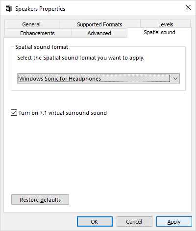 Настройка Windows Sonic в Windows 10 и 11
