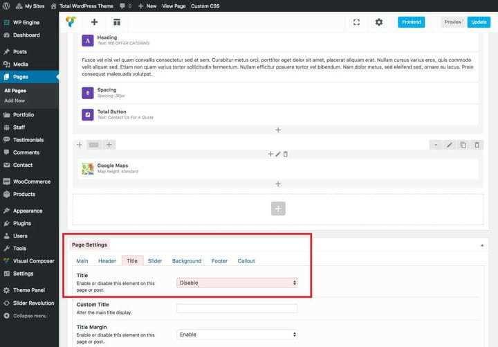 Удаление заголовка через настройки темы WordPress