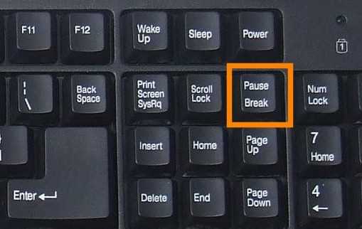 Расположение Pause Break на клавишах с двойными функциями