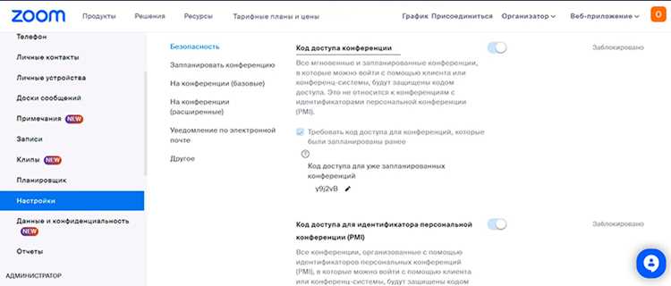 Где отображается код доступа в интерфейсе приложения Zoom