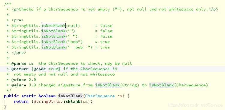 Как работает метод isBlank для строк в Java