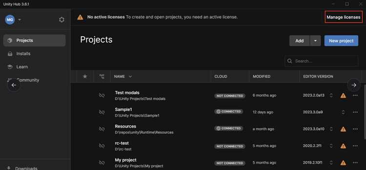 Проверка статуса лицензии в Unity Editor