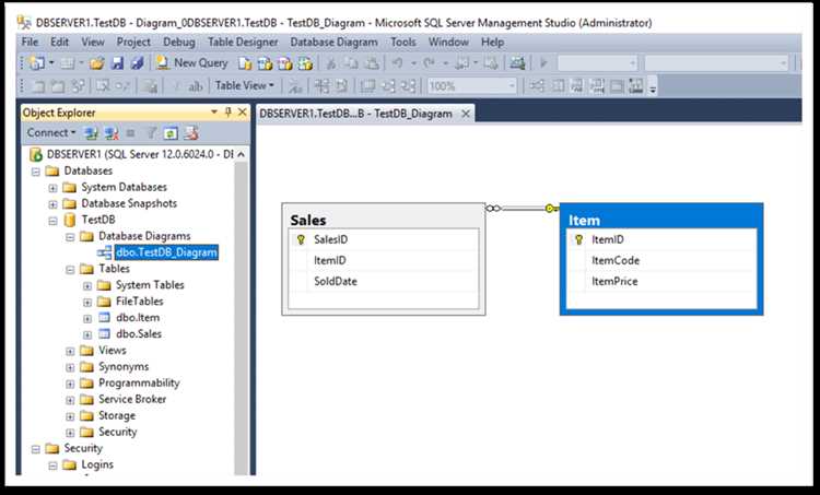 Создание диаграммы в среде SQL Server Management Studio