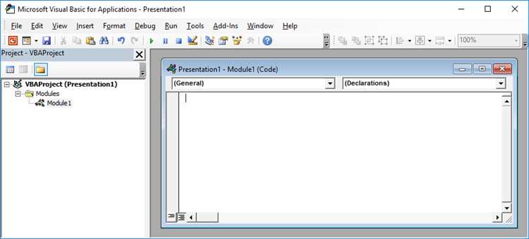 Использование VBA в PowerPoint позволяет автоматизировать задачи, создавать интерактивные элементы и управлять объектами с точностью, недоступной при стандартных настройках. Например, с помощью макросов можно запускать анимации по кнопке, изменять содержимое слайдов во время показа или формировать отчёты на основе данных из Excel.
