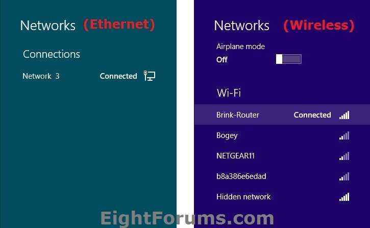 Принцип работы Network flyout на примере Windows