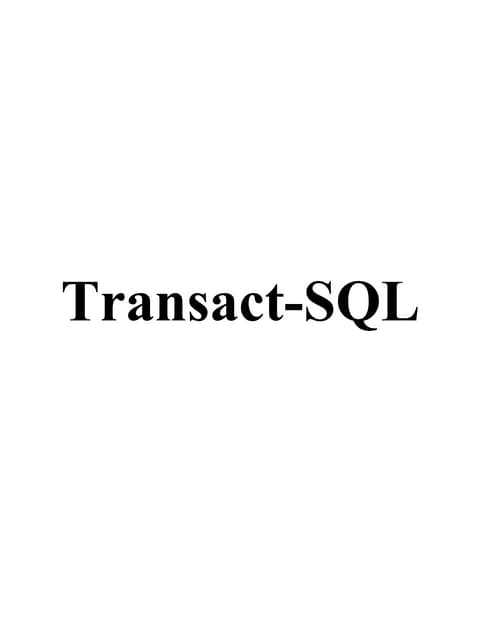 Отличия SQL и Transact SQL для начинающих