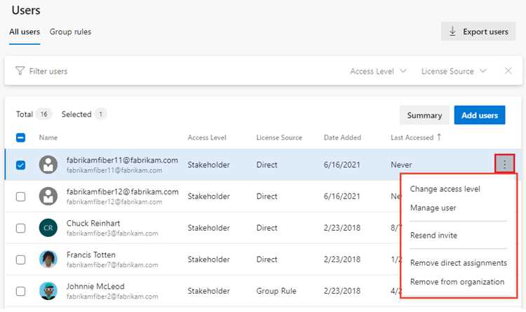 Открытие проекта в Azure DevOps для управления пользователями