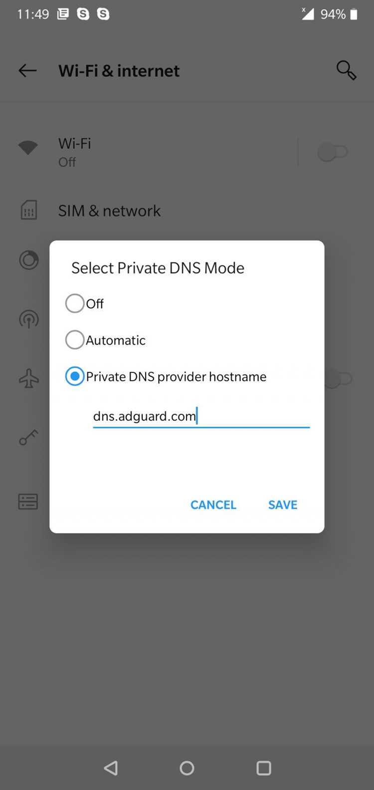 Настройка Dns AdGuard com на мобильных устройствах