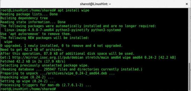 Команды для быстрого форматирования ext3