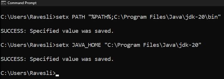 Проверка корректности добавления Java в PATH