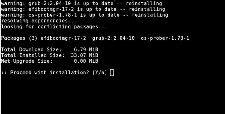 Редактирование конфигурации GRUB перед обновлением