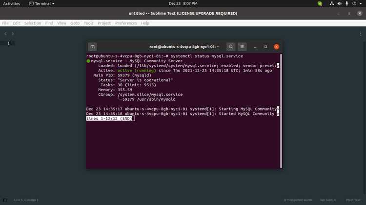 Остановка службы MySQL через systemctl