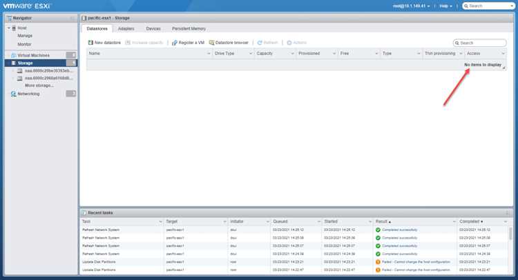 Как удалить datastore в esxi