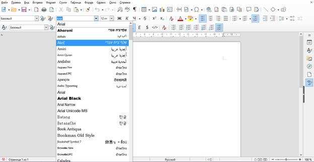 Как проверить доступность шрифта в LibreOffice