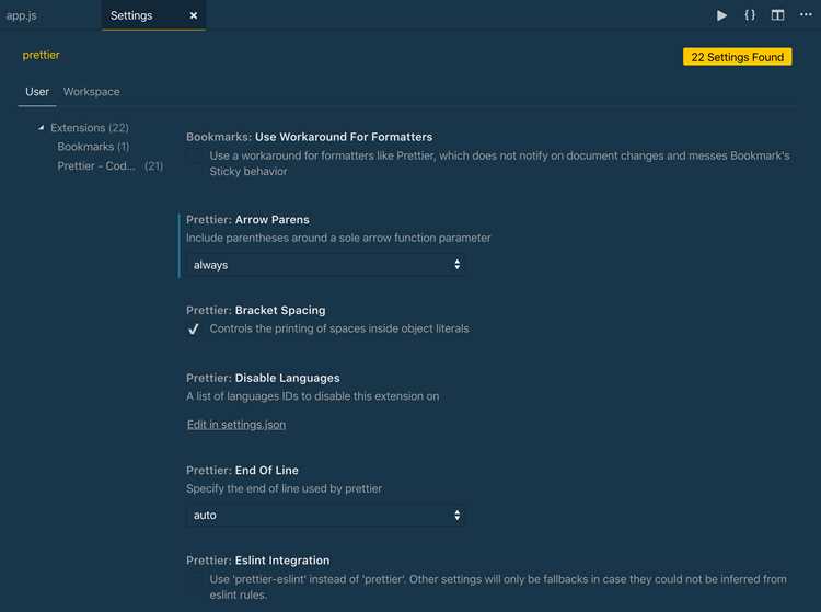 Настройка встроенного автоформатирования в VS Code