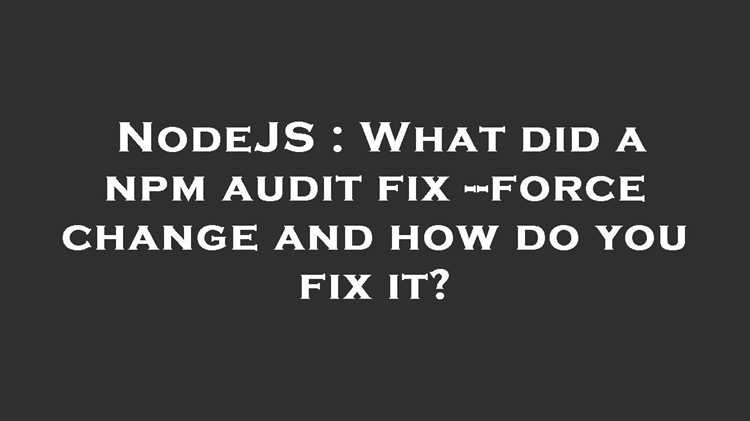 Npm audit fix force что это