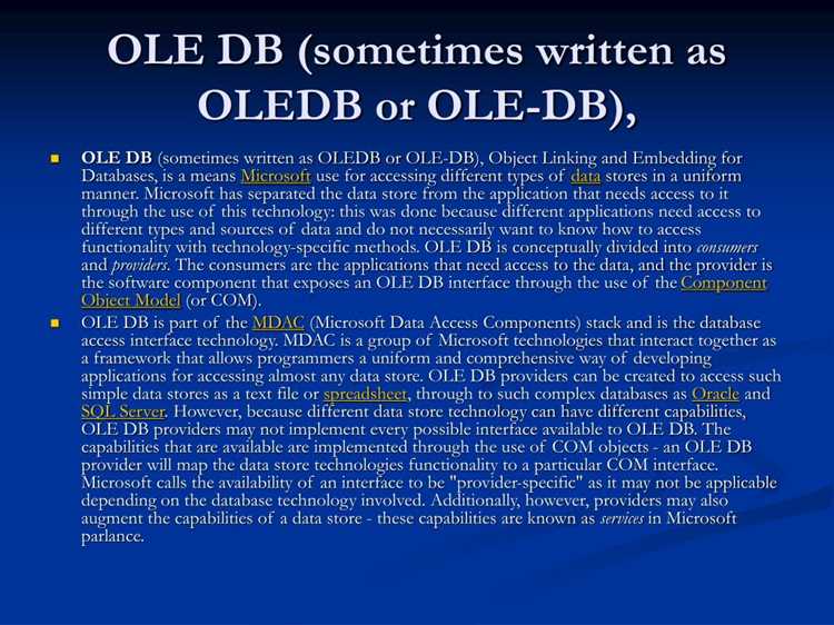 Ole db что это