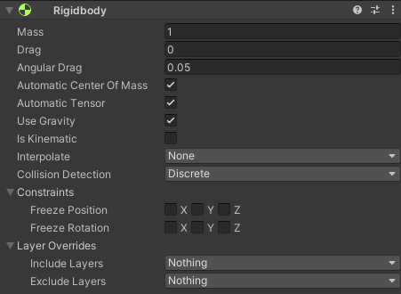 Настройка Rigidbody2D и основные параметры