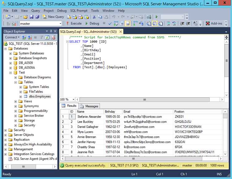 Создание таблицы с помощью SQL-запроса