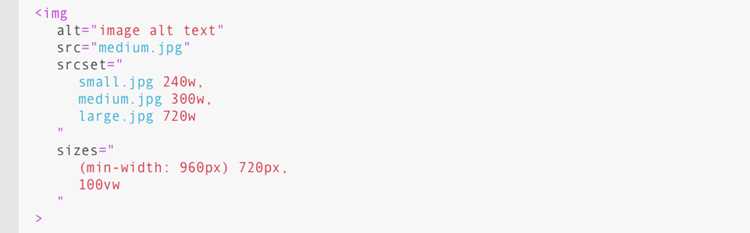 Комбинирование srcset с атрибутом sizes для адаптивной подгрузки