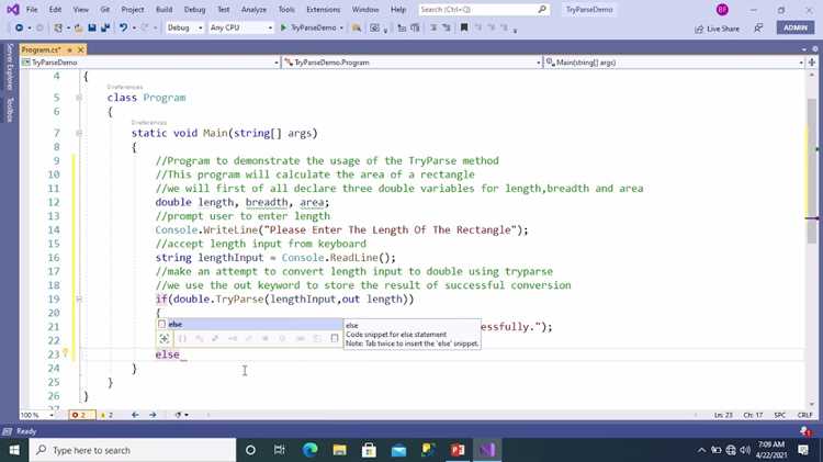 Проверка корректности входных данных с помощью TryParse