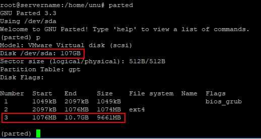 Увеличение размера раздела с помощью parted или fdisk
